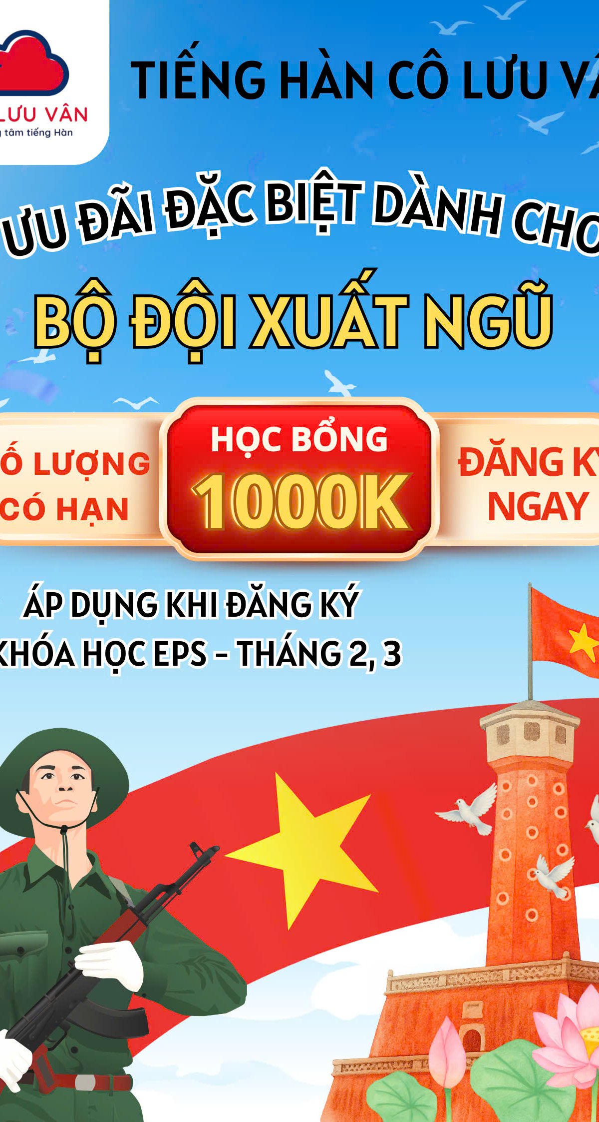 Trao Học Bổng 1 Triệu Đồng Cho Bộ Đội Xuất Ngũ Khóa 60 Bài EPS Tại Hà Nội Và TP.HCM